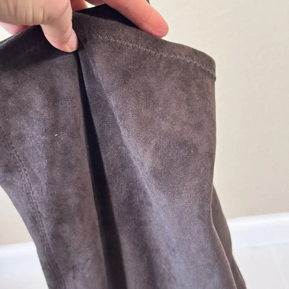 Mi.im Faux Grey Suede Leather Knee High Boots Womens 8 Fall Casual Classic
